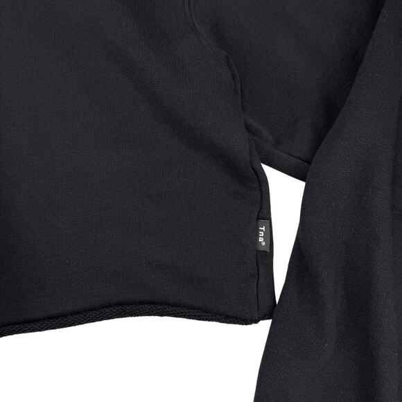 TNA Aritzia The Perfect Crop Terry Hoodie Light Size XXS Black - Picture 3 of 6